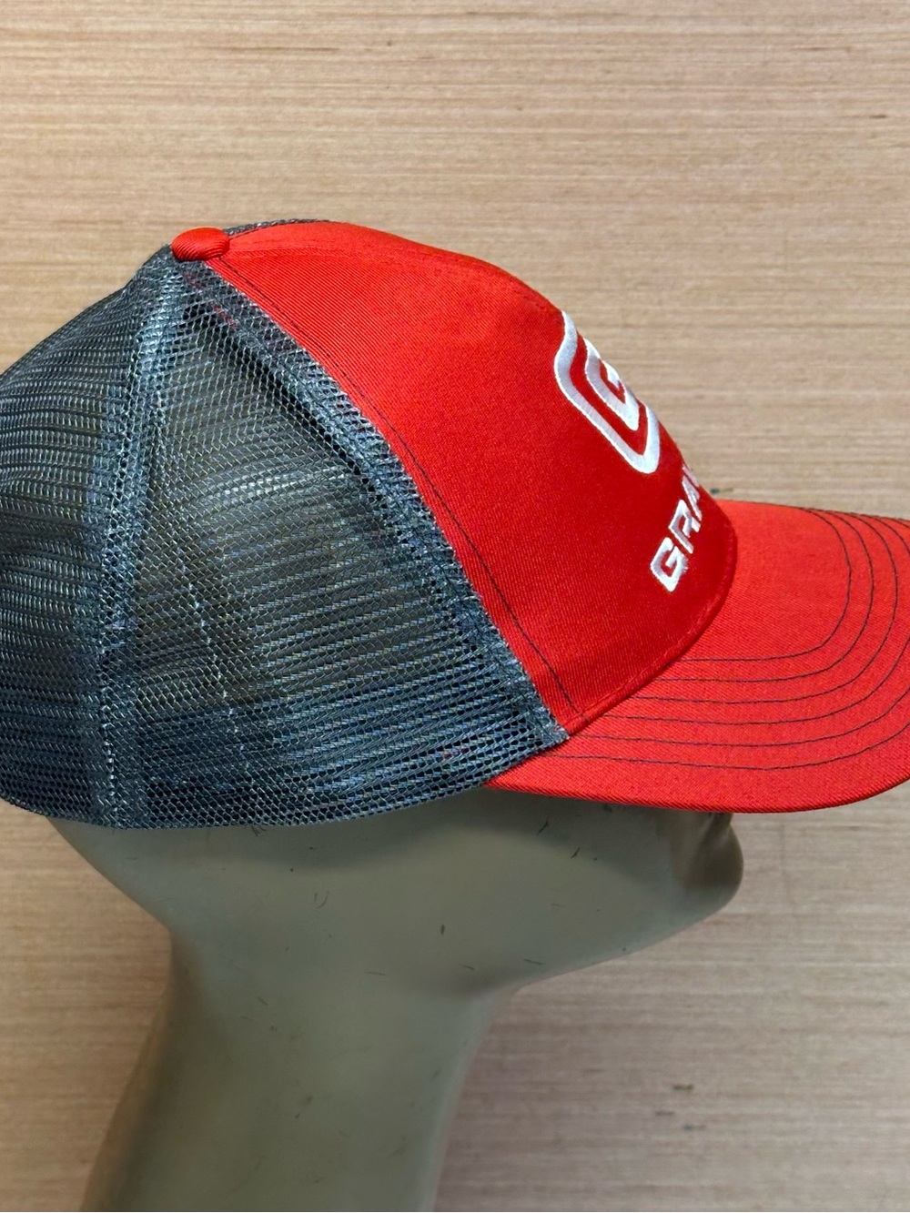 Gravely Logo Red & Gray Mesh Snap Back Trucker Hat Cap Adult OSFA Adjustable - Picture 5 of 5